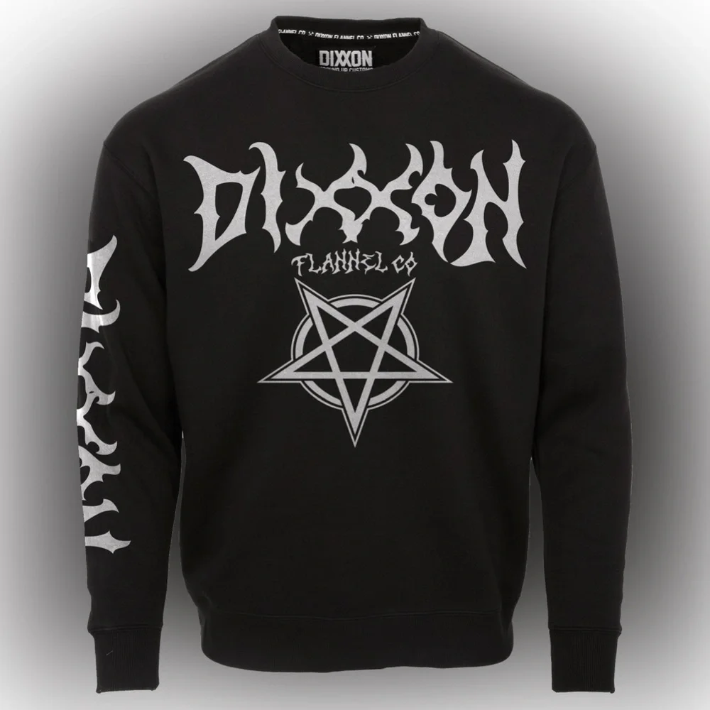 Dixxon Flannel Co Pentagram Crewneck Sweatshirt Men’s L Black Grunge Casual NWT